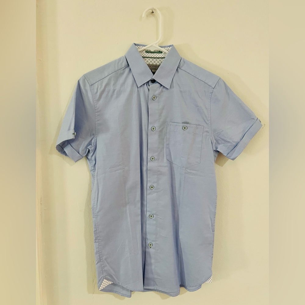 Ted Baker NWT Mens Yesso Oxford Shirt Short Sleeve in Blue size 1 / XS